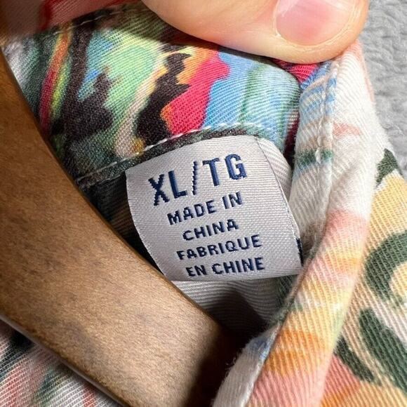 Tommy Bahama Hawaiian Shirt Men's XL Colorful Floral All Over Tencel Palm tree - Picture 6 of 10